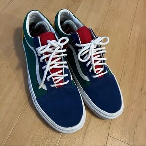 Vans Blue and Green Canvas Sneakers with White Sole